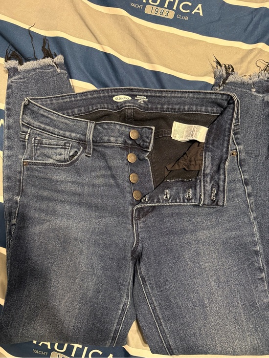 Old Navy Denim - Old Navy High-Rise Dark Blue Button-Fly Jeans